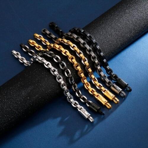 9MM Thick O Chain Bracelet Men Hip Hop Black Gold Stainless Steel Mens 2020 Cool Charm Bracelets