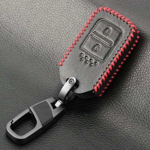 Keychain For Honda HR-V Vezel Fit Jazz City Civic Accord Leather Remote Key Case Fob Shell Cover Skin Holder 2 Button 2015-2018