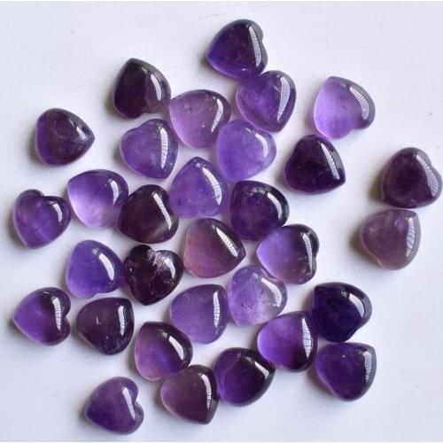 Good quality natural stone amethysts heart shape cab cabochons beads for jewelry making 10mm wholesale 30pcs/lot free shipping