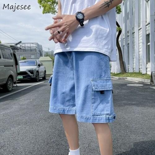 Jeans Men Plus Size 3XL Shorts Loose Summer Fashion Pocket Casual Mens Clothing Harajuku All-match Chic Handsome Streetwear New