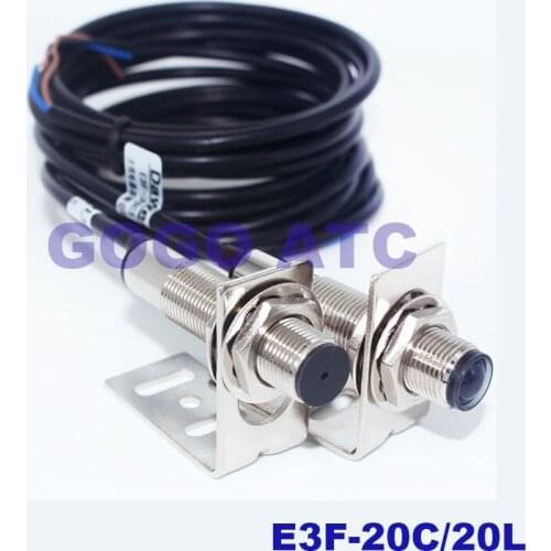E3F-20C/20L M12 laser beam photoelectric sensor switch long distance 20M adjustable infrared normally open three line NPN sensor