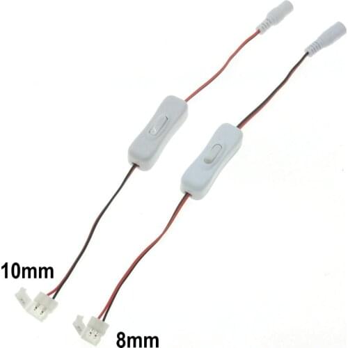 DC Connector With On-Line Switch 2pin 8mm / 2 pin 10mm LED Connector for 3528 5050 Single Color LED Strip PCB Clip Connector