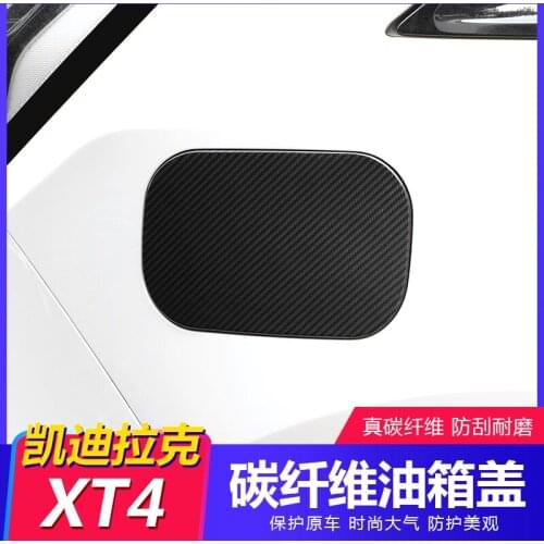Oil tank cap decorative sticker exterior body fuel tank real carbon fiber decorative metal patch For Cadillac XT4 2018 2019