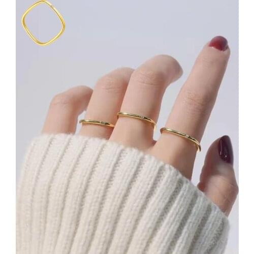 Fashion Hot Sale Small Square Ring for Women Simple Gold Color Copper Zircon Nuckle Ring Luxury Jewelry Girl Gift Trend New 2021