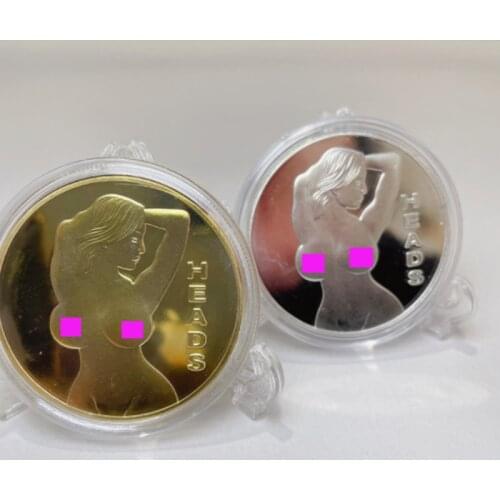 Lucky Coin Girl Head And Tail Challenge Coin Sexy Girl Mature Gold Toy Gift Gold Plated Challenge Coin ,Gold Coin Craft Gift #5
