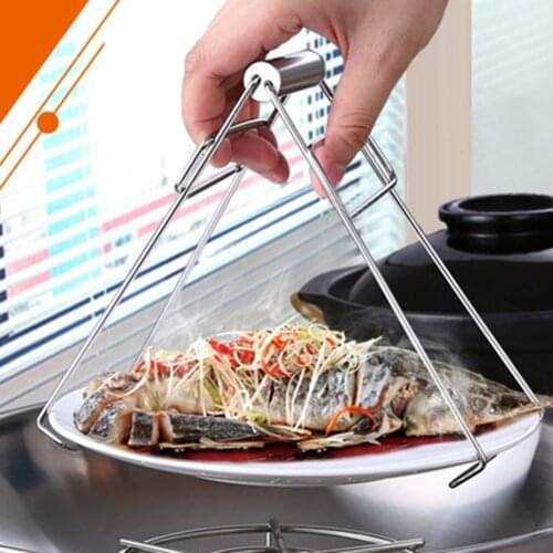 Multifunction Foldable Stainless Steel Plate Anti Hot Dish Lifter Retriever Bowl Clip Pots Crockery Holder Clamp Kitchen Tongs