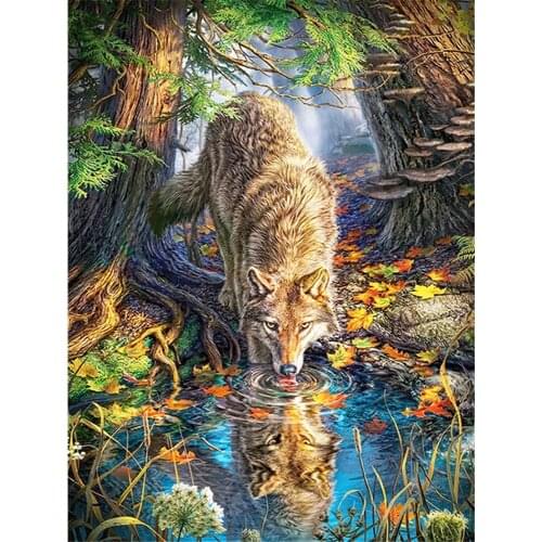 Animal Wolf 11CT Kits Craft Cross Stitch Printed Canvas DIY Embroidery Needlework Set Cotton Thread Home Decoration Best Gift