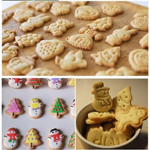 New 4pcs Cookie Spring Cutter Mold Embossing Die Baking Cake Decor Tools Christmas Ball Tree Snowman Gingerbread Man Plastic