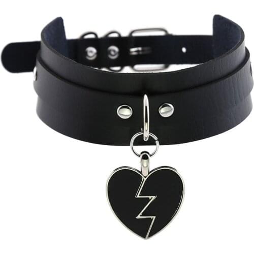 2020 Punk Heart Gothic PU Leather Buckle Necklace Pendant Spike Chokers Harness Female Jewelry choker necklace Gift