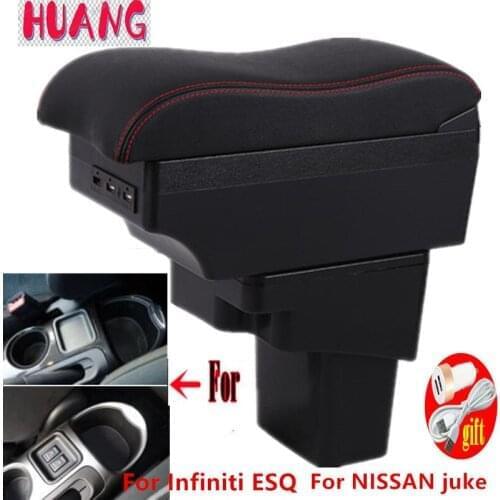 For NISSAN juke Armrest box For Infiniti ESQ Car armrest 2010-2019 accessories interior storage box Retrofit parts USB LED