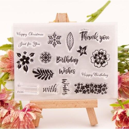 Birthday Wishes Transparent Stamps Cutting Dies Scrapbook Christmas Craft Roller Photo Album Paper Card Clear Stamp