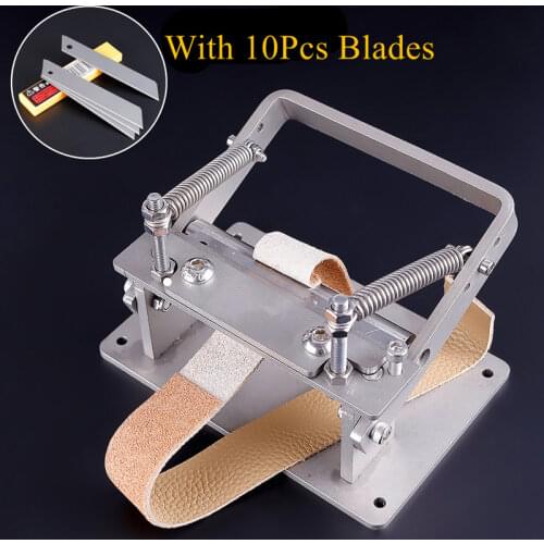 304 Stainless Steel Craft Leather Splitter Machine DIY Manual Cutting Peeler Rolling Bearing Tools +8 Pcs Blade