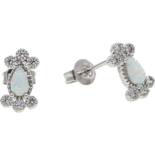 White fire opal earring cute tiny small stud minimal geometric multi piercing mini stud earrings wholesale