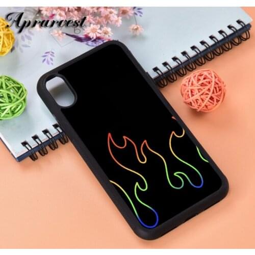 Aprarvest Rainbow Flame Silicone Rubber Phone Case Cover For iPhone 6 6S 7 8 PLUS X XS XR 11 12 MINI PRO MAX