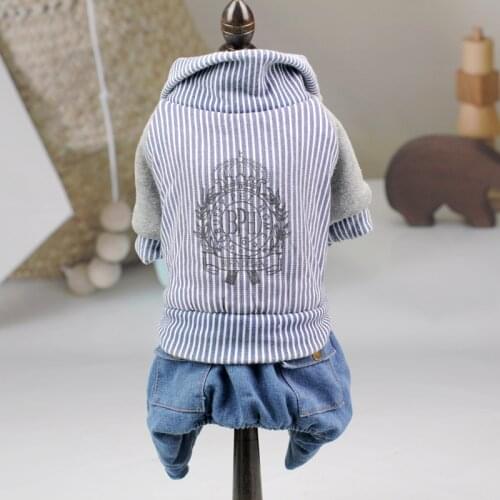 Warm Winter Dog Denim jumpsuit dog Coats Soft Cotton Fleece Wear Autumn Denim Jackets Winter Coats Pets Suppliers Clothes