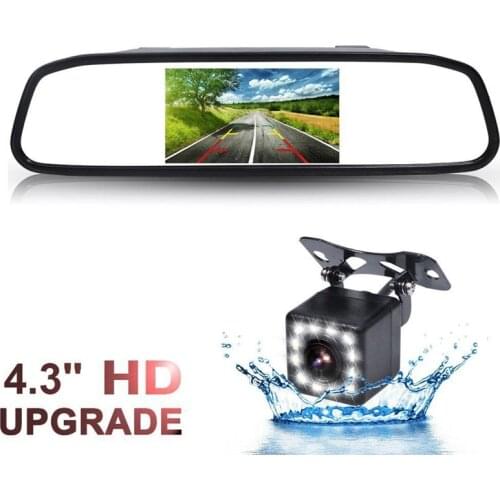 Universal 4.3 inch Car Rearview Mirror Monitor 12 LED Auto Rear View Camera 170 Wide Angle Backup Parking Vehicle Camera