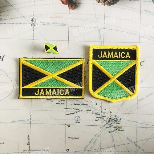 National Flag Embroidery Patches and Metal Flag Lapel Pin JAMAICA