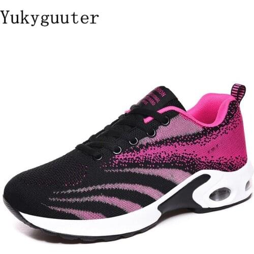 Women Sneakers Running Shoes Outdoor Sports Breathable Mesh Fashion Boots Knit Upper Female Air Cushion Walking Jogging