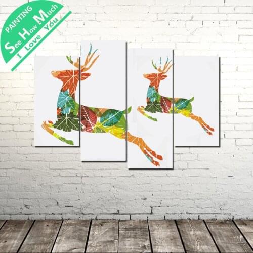 4 Piece nodic deer wall art decor poster vintage decorative pictures canvas prints paintings art prints wall pictures