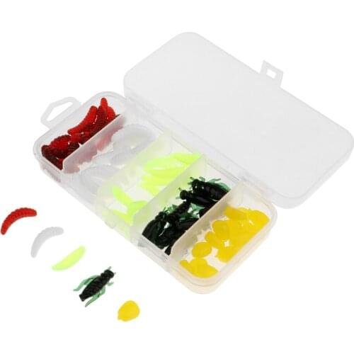 70pcs Soft Worm Fishing Lures Artificial Insects Corn Niblet for Fishing Hooks Rigs Jigs