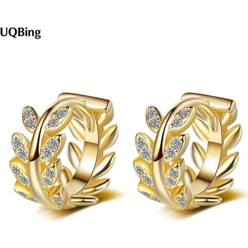 925 Sterling Silver New Zircon Leaves Clip Earrings For Women Ear Jewerly Birthday Gift