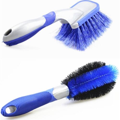 Car Tire Brush Blue and Black Soft Bristles Double Stranded Wire Car Rim Wheel Brush Car Cleaning Tools