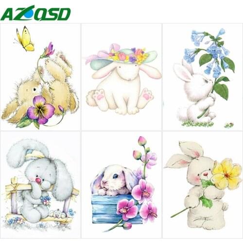 AZQSD Diamond Painting Kit Rabbit Picture Of Rhinestones Handicraft Diamond Embroidery Animal Mosaic Handmade Craft Home Decor