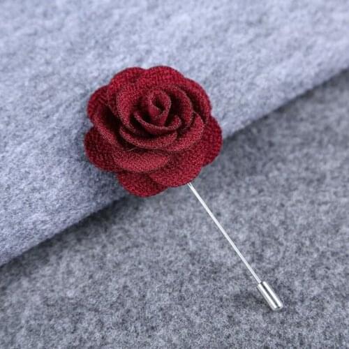 5Pieces/Set Mens Brooch Wine Red Flowers Groom Groomsman Boutonniere Wedding Party Prom Man Women Suit Corsage Brooches Flowers