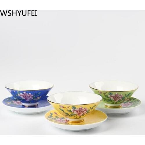 Jingdezhen Handpainted Pastel Peony Chinese Traditional Ceramic Porcelain Teacup Tea set Tea Set Tea Cup Drinkware