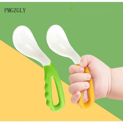 Baby food supplement feeding spoon childrens products curved handle easy to grasp children tableware baby diet training