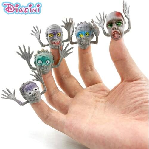 6pcs Halloween Horror Ghost Finger Action Figure Model Decompression Figurine Party Decoration Set Role Playing Tricky Toys Gift