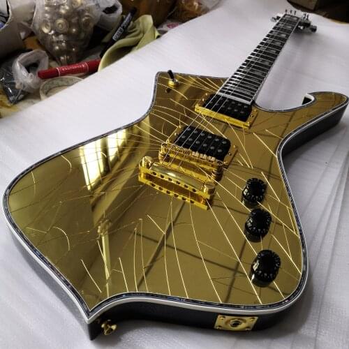 Electric guitar, gold mirror veneer, rose wood fingerboard free shipping