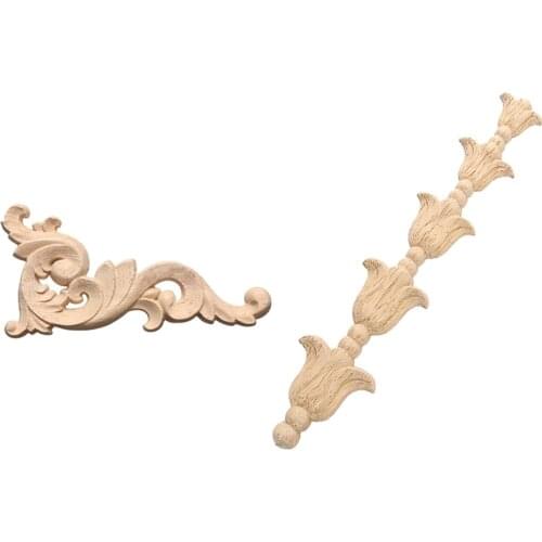 HOT SALE 2x Wood Carved Decal Corner Onlay Applique Door Wall Decor 12 x 6cm Unpainted & 1