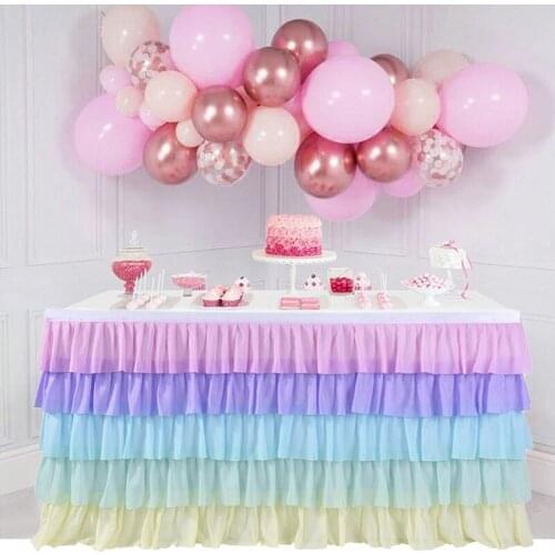 Gradient Tulle Table Skirt for Tables in any Shapes 5 Layered Ruffle Table Skirt for Holiday Wedding Party 6/9/14 FT. AL