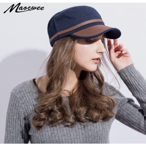 Classic Vintage Flat Top Mens Woman Caps Army PU Hat Adjustable Fitted Cap Warm Star Military Hats for Men Caps Casual Gorras