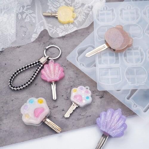 Crystal Epoxy Resin Keychain Mold Key Set DIY Mirror Cute Cat Claws Silicone Mold Handmade Casting Resin Jewelry Craft Making