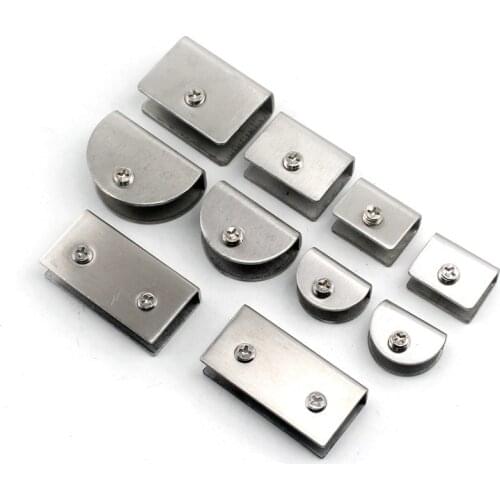 Square Half Round Shape Space Aluminum Glass Clamps Shelves Support Holder Corner Bracket Glass Clips Adjustable Wall