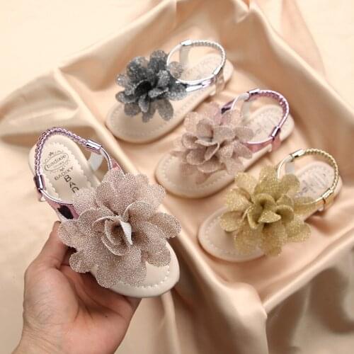 Toddler Kids Summer Sandals Baby Girls Princess Flats Hook Shoes Solid Casual Shoe Flower Boho Beach Vacation Sandals Zapatillas