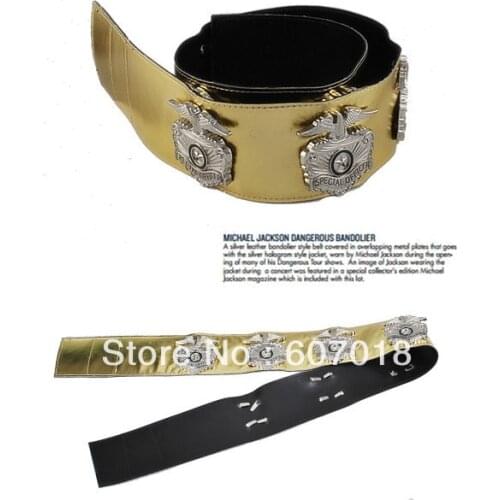 MJ Michael Jackson BAD tour Metal performance Military Golden Handmade Military Eagle belt Collectors Edition Show