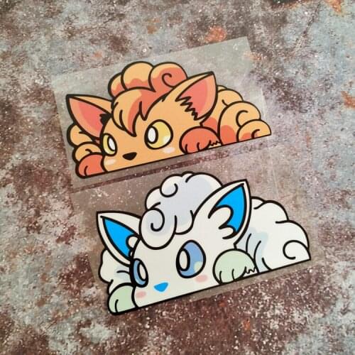 Lovely Cute Anime Fox Cartoon Motorbike Helmet Automobile Tail Window Scratches Cover Stickers Car Styling Decals