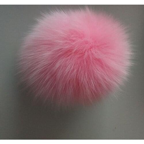 11cm Nature Genuine Fox Fur Ball Pom Pom Fluffy DIY Winter Hat Skullies Beanies Knitted Cap Pompoms TWF009-pink