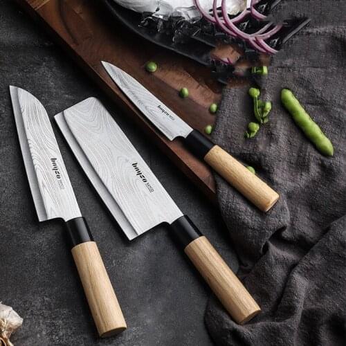 3pcs Japanese Chef Knife Set Beautiful Pattern Kitchen Knives Set Sashimi Salmon Fish Fillet Slicing Knife Cooking Cleaver