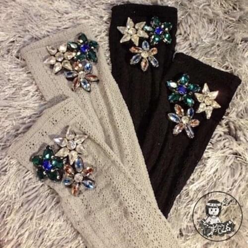 Sokken Socks Japan 2020 Direct Selling Women Hand Popular Logo Individuality Diamond Gem Flower Bud Short Cylinders Female Lace