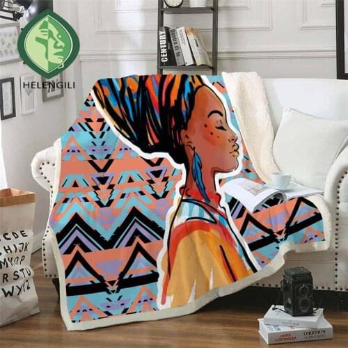 HELENGILI African Style Sherpa Blanket Girly Floral Bedspread Velvet Plush Soft Comfortable Home Camping Aircraft Blanket
