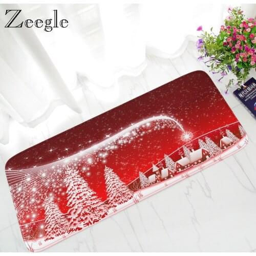 Zeegle Rug Door Christmas Kitchen Floor Mat Anti-slip Rug Living Room Bedroom Carpets Bedside Rug Bathroom Mat Home Door Carpet