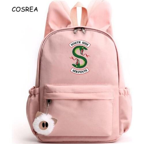South Side Serpents Riverdale Cute Rabbit Ears Large Capacity Backpacks Travel Bags School Backpack Teenage Girls Boys Halloween
