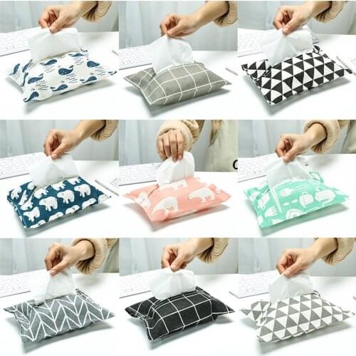 Japanese-style Fabric Cotton and Linen Removable Tissue Box Car Paper Box Toilet Tissue Bag Creative Paper Bag