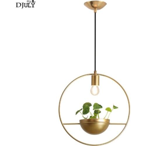 Nordic creative flower pot metal ring pendant lights for dining room coffee store balcony art deco bar hanging lamp fixtures e27