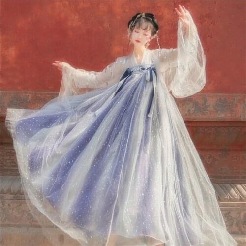 Dance Dresses Women Chinese Traditional Costumes Hanfu Costume Folk Adult Girl Embroidery Fairy Stage Performance Festival Skirt