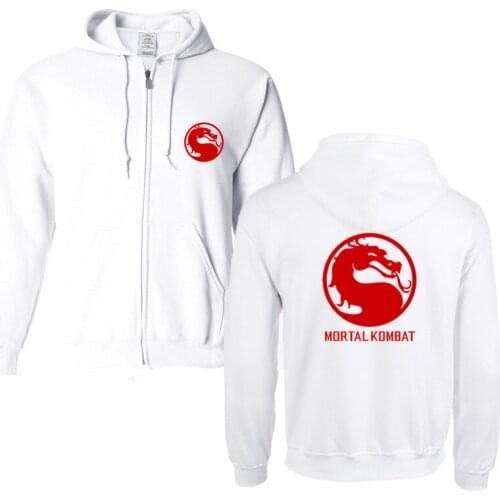 Sweatshirt For Men Winter Warm Fleece Hoodie Print Mortal Kombat Dragon Fashion Streetwear Mens Sportswear Hoodies